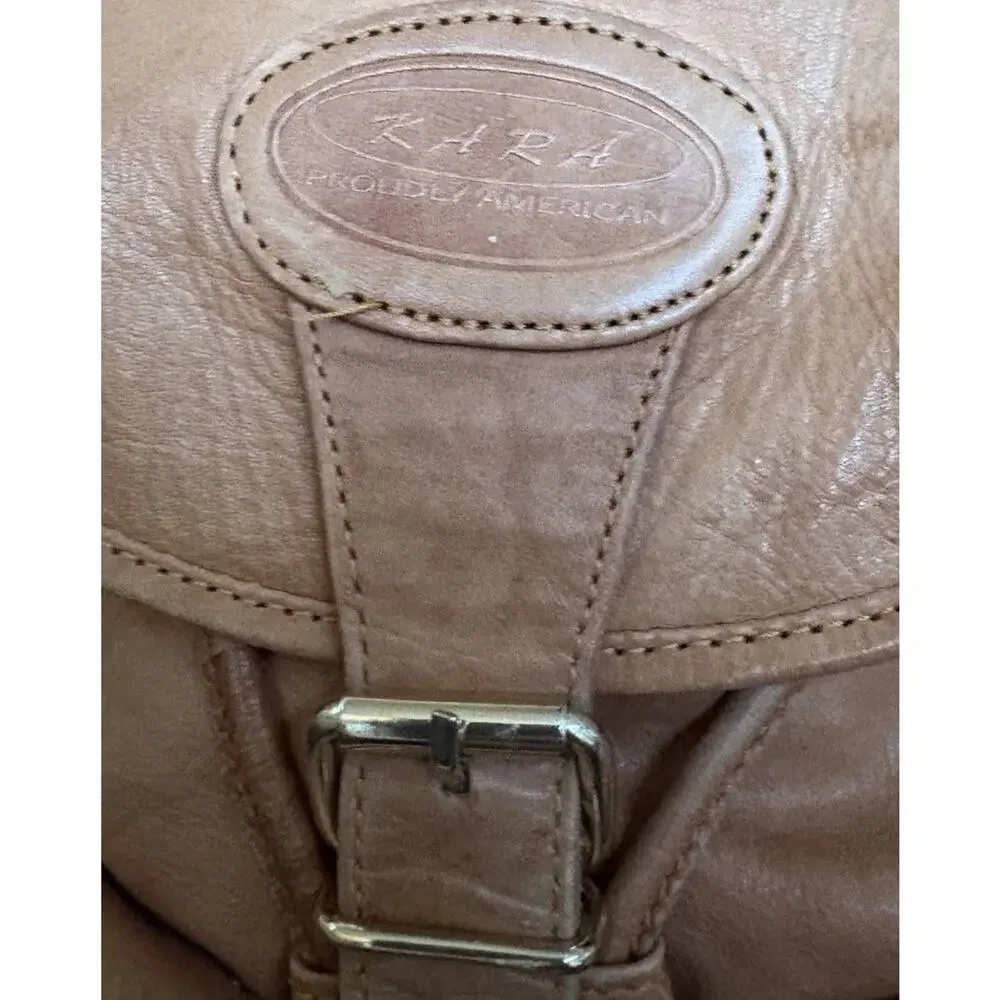 Vtg Kara Leather Backpack Tan Leather Rucksack Heritage Utility Boho USA Bag